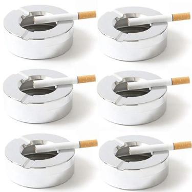 Imagem de 6 Cinzeiro Prova De Vento Portátil com Tampa De Aço - Aço inoxidável