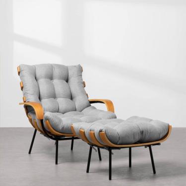 Imagem de Poltrona Costela com Braço e Puff Trend - Granizo