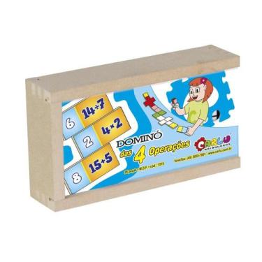 Imagem de Domino 4 Operaçoes - MDF 28 Peças - Caixa Madeira - Carlu