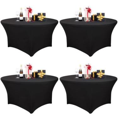 Imagem de Toalha de Mesa Fixwal 4 Unidades 152 cm Redonda Preta Esticável