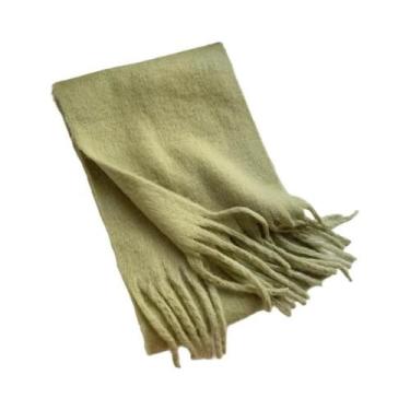 Imagem de Cachecol De Luxo Feminino Em Cashmere, Xale Grosso E Quente Com Franja