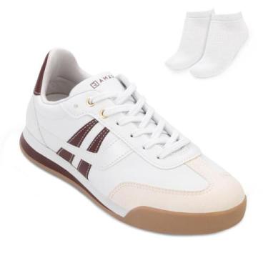 Imagem de Tênis Casual Ramarim e Meia RM25-25961, Branco, Vinho, 37