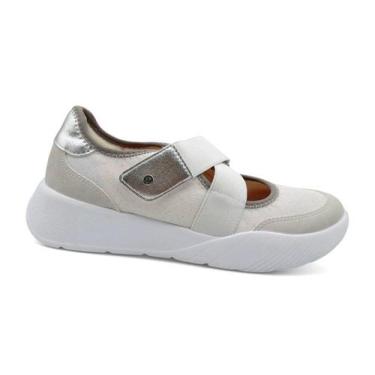 Imagem de Sapatênis Feminino Piccadilly Fascite Plantar 949027, Branco, Prata, 3
