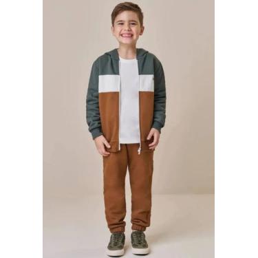 Imagem de Conjunto Menino em Moletom Flanelado Detalhe Camadas Luc.Boo, Marrom, 
