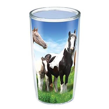Imagem de Tervis Copo de viagem com isolamento térmico Horses Made in USA mantém as bebidas frias e quentes, 473 ml - sem tampa, transparente