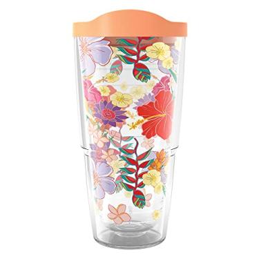Imagem de Tervis Copo de parede dupla com isolamento térmico de hibisco tropical feito nos EUA, 680 g, clássico