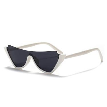Imagem de Moda Feminina Óculos de Sol Designer Cat Eye Semi-aro Óculos Masculino Grande Armação Óculos Feminino, branco, CN