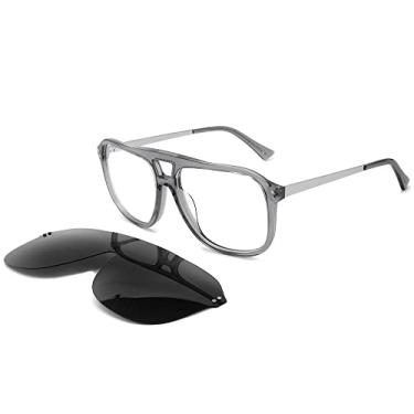 Imagem de Clipe magnético quadrado em óculos de sol para homens UV400 óculos de sol acetato, C2, preto