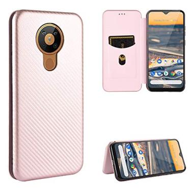 Imagem de Para Nokia 5.3 TA-1234 TA-1223 Capa de celular carteira bolsa de cartão manga protetora slot para cartão com cordão aba de couro PU capa protetora à prova de choque para Nokia 5.3 (rosa, Nokia 5.3)