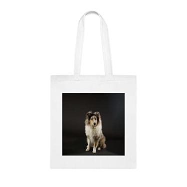 Imagem de Collie Dog, Collie, Presente para Collie, Presente para Collie, Aniversário de Cão Collie Bolsa de Ombro para Cão Collie, Bolsa de Ombro Reutilizável para Cães Collie, Collie Dog, Branco