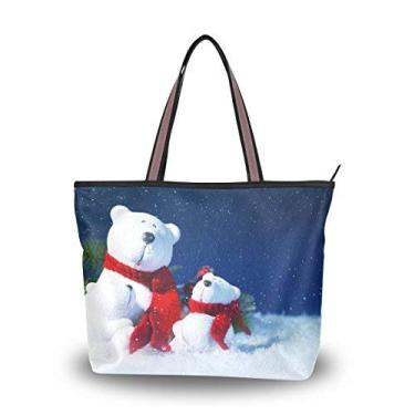 Imagem de Bolsa de ombro My Daily feminina com urso, branca de neve, bolsa de Natal grande, Multi, Large