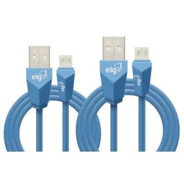 Imagem de Kit Cabo Micro USB 1m + Cabo Micro USB 2m para Recarga com Conector Tipo Prisma Azul - CMB512BE ELG