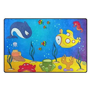 Imagem de ALAZA Tapete para áreas de corais de água-viva do oceano de recifes de cavalos marinhos 50,8 cm x 78,7 cm, tapete para porta para sala de estar, quarto, cozinha, banheiro, tapete impresso de espuma leve