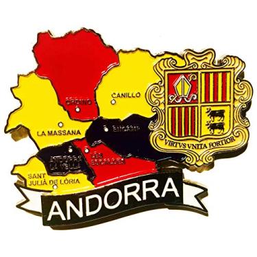Imagem de Imã Andorra – Imã Mapa Andorra Bandeira Cidades Símbolos - Mapa Mundi Magnético - Imã Geladeira Andorra