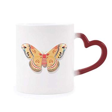 Imagem de Caneca 3D de borboleta chinesa em cor laranja sensível ao calor Copo de grés que muda de cor vermelha