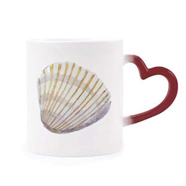 Imagem de Caneca de cerâmica amarela com ilustração de vida marinha sensível ao calor Caneca vermelha que muda de cor