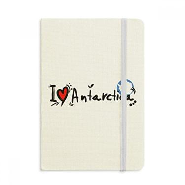 Imagem de Caderno de ilustração de coração I Love Antártica com estampa de palavras "Love Antártica", capa dura de tecido oficial