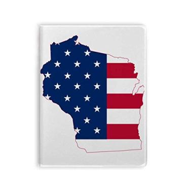 Imagem de Wisconsin America Mapa Estrelas Listras Bandeira Formato Caderno Capa de Goma Diário Capa Macia