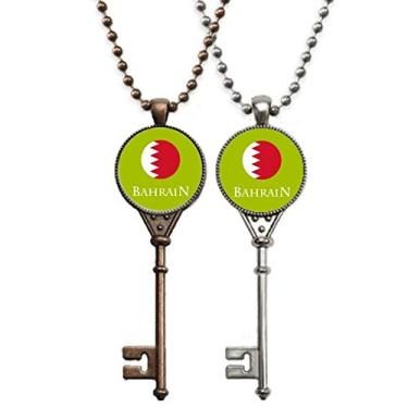 Imagem de OFFbb-USA Colar com pingente de bandeira asiática do Bahrain com pingente de chave do Golfo Pérsico para decoração de casais