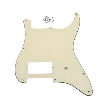 Imagem de KAISH 11 furos ST/Strat Style One Humbucker Guitar Pickguard Scratch Plate para Delonge Stratocaster/Strat envelhecido branco, 3 camadas