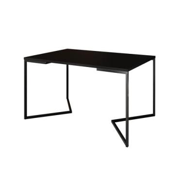 Imagem de Mesa Jantar Industrial Preta Retangular 137x90cm Base V Ferro Preto - 