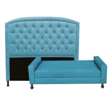 Imagem de Kit Félix com Cabeceira Geovana 1,95 cm King Size Baú Quarto Sala Sued