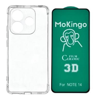 Imagem de Capa Capinha Case Anti Impacto Choque + Película de Ceramica 9d, silicone transparente clear com bordas reforçadas e flexível com efeito cristal Compátivel com Xiaomi Redmi Note 14