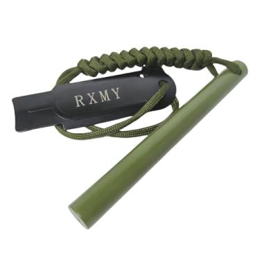 Imagem de RXMY Ferramenta de sobrevivência para acionador de fogo, 12 cm, haste de ferro, acendedor de pederneira, um kit para sobrevivência na natureza. 5 (longo) x 1/5.1 cm (diâmetro) (verde militar)