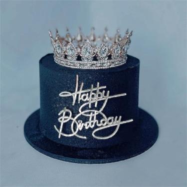 Imagem de HQKJGSYX Happy Birthday Cake Toppers Oh Baby Cake Topper Acrylic Silvery Glitter Baby Shower Cake Topper Birthday Party or Boys Girls Women Men Wedding Anniversary Party Cake Decorations Supplies