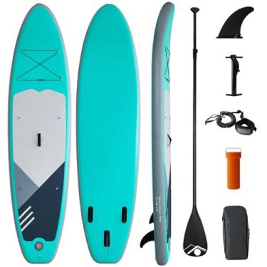 Imagem de Prancha de Stand Up Paddle inflável, ultraleve 10' 11" × 30" × 6", deck antiderrapante, para adultos e adolescentes, vem com acessórios de remo, mochila, bomba, remo, tira de tornozelo
