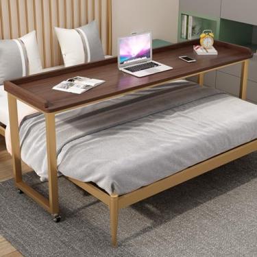 Imagem de Mesa de cama, mesa de cama sobre a cama, mesa com rodas, mesa de sobrecama, móvel com rodas, mesa de computador com rodas de 120 cm