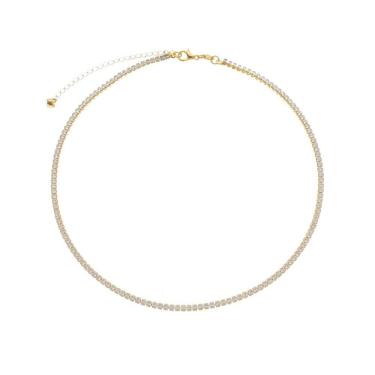 Imagem de Colar Dourado Chocker Riviera Pedras Brancas
