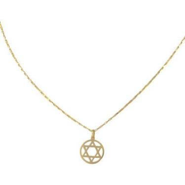 Imagem de Corrente Cadeado Ouro 18k 750 Medalha Estrela De David 70 Cm - JOIE JO