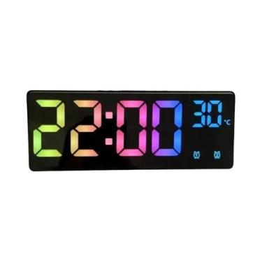 Imagem de Despertador Digital LED Com Controle De Voz Colorido Com Data De Tempe