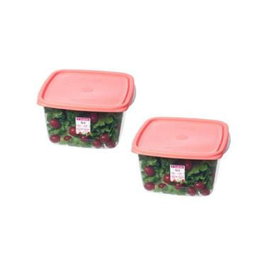 Imagem de Kit com 2 Potes Quadrados Plástico Sanremo 3,7L - Coral