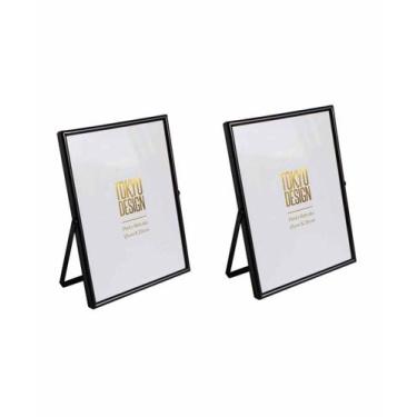 Imagem de Kit 2 Porta Retrato em Metal e Vidro para Foto 15x20 Preto - Tokyo Des