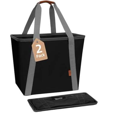 Imagem de STORAGE MANIAC Cesto de roupa suja dobrável grande de 128 litros com estrutura de arame de metal resistente, alças de transporte longas – economia de espaço, cesto de roupa dobrável, pacote com 2,