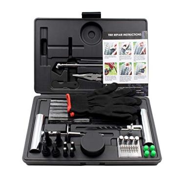 Imagem de Kit de reparo de pneu, 87 peças de kit de remendo de pneu com plugues para fixar furos e fichas planas para carro, motocicleta, caminhão, trator, trailer, trailer, ATV, ARB, SUV