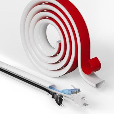 Imagem de Escondedor de cabo de 99 cm para TV montada na parede, ocultador de cabos adesivos para parede, kit de pista de cobertura de cabos para ocultador de fios, corretivo de cabo de silicone flexível para