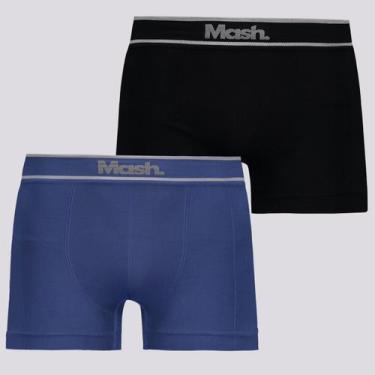 Imagem de Kit 2 Cuecas Boxer Mash Sem Costura Azul e Preta, M