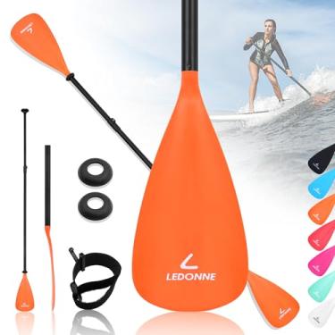 Imagem de LEDONNE SUP Paddle 4 peças ajustável stand up paddle flutuante leve portátil para caiaque remo com eixo de liga de alumínio, 2 lâminas de nylon, gancho e laço, anel de gotejamento, laranja