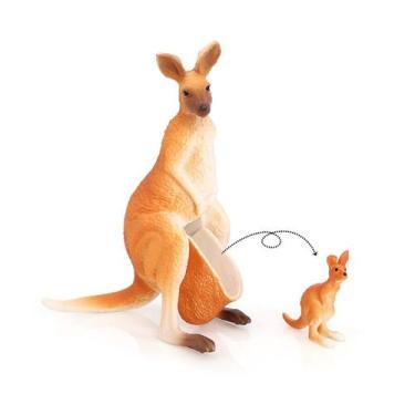 Imagem de Estatueta realista de canguru para mãe e bebê em PVC de 11 cm - Yiweis