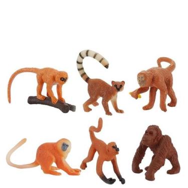 Imagem de Conjunto de bonecos de macaco em miniatura Wild Monkey PVC, 6 peças de