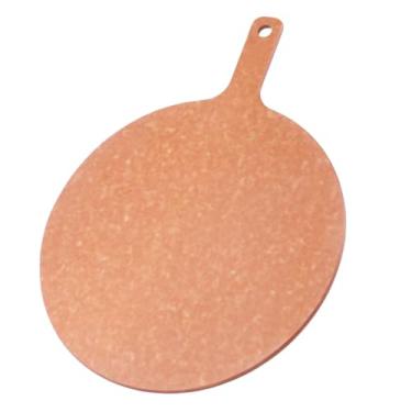 Imagem de Tábua de corte redonda de madeira para cozinha com alça para descascar pizza 40,6 cm