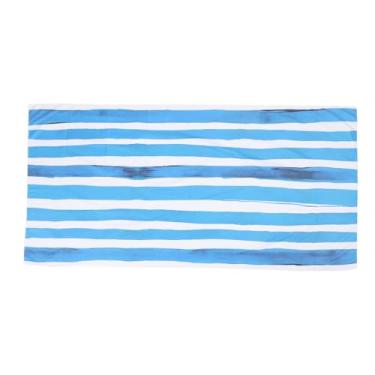 Imagem de ZJchao Toalha de Praia de Microfibra, Toalha de Piscina, Secagem Rápida, Leve, Extra Grande, Fina, Flanela Absorvente Dupla Face para Acampamento Em Piscina (Listras Azuis e Brancas)