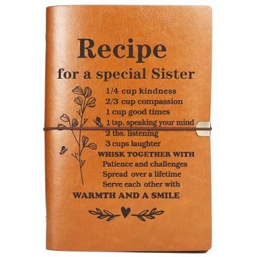 Imagem de Receitas inspiradoras presentes para irmã melhores amigas-irmã aniversário aniversário dia das mães presente de natal - caderno de receitas removível - fichário de receitas em branco livro de receitas