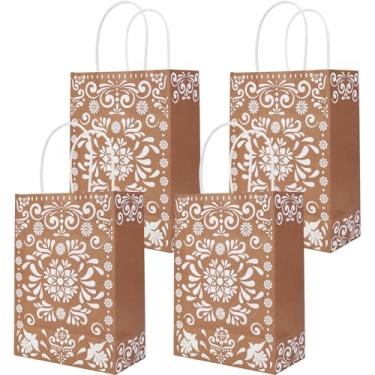 Imagem de Serencatcher Cielito Lindo sacos de lembrancinhas de festa, 16 peças, sacos de presente de papel mexicano marrom 16 x 20 x 8,15 cm com alças para lembrancinhas de festa de aniversário de chá de bebê