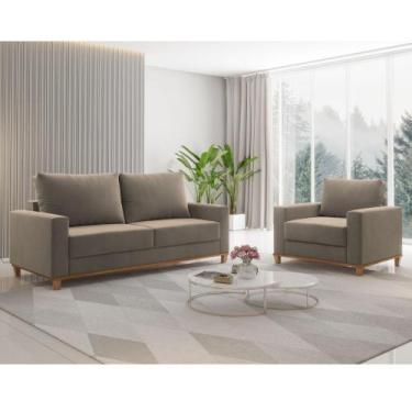 Imagem de Conjunto Sofá Living Veludo 180cm Vicente com 1 Poltrona Viena Viero, 