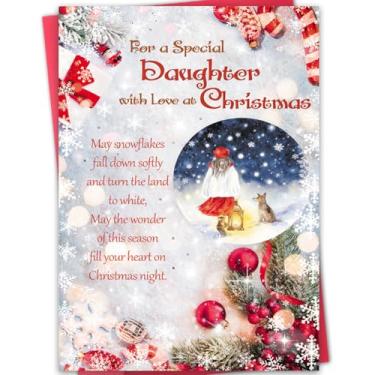 Imagem de Bestmelo Cartão de presente Daughter Christmas, Merry Christmas Daughter Gift Card com envelope premium, 20 x 13 cm, dupla face