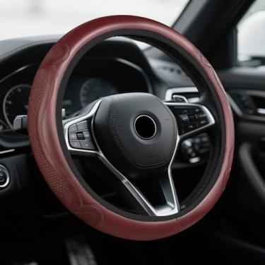 Imagem de HQRNYP Capa de volante de carro, acessórios para volante, protetor de rodas automotivas de couro de microfibra respirável, protetor universal antiderrapante de 38 cm, acessórios de carro para SUV